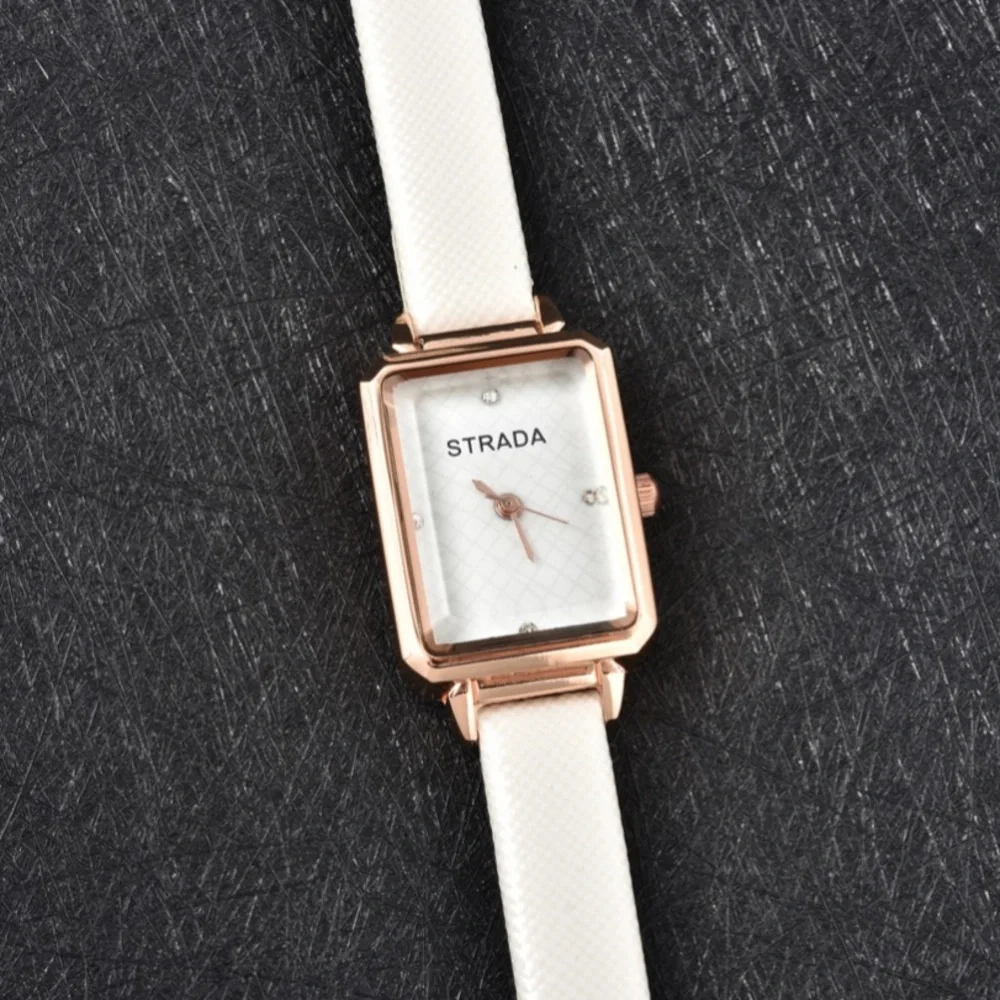 White Faux Leather Strap Watch